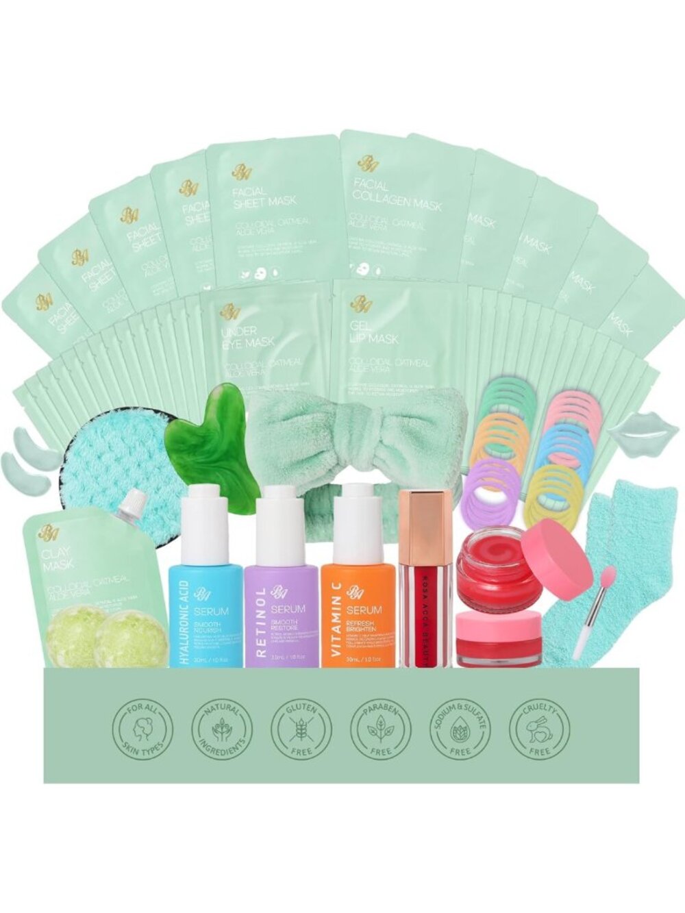 55 Pcs Spa Gift Set for Mom - Tea Tree Face Masks, Skin Care & Self Care Kit